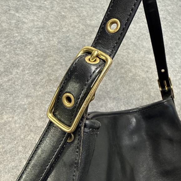 Vintage Genuine Coach 9213 Black Leather Shoulder BAG Medium Hobo - Picture 9 of 12